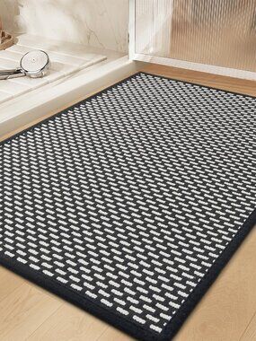 Non Slip Bath Mat - Machine Washable Rug, Super Absorbent, 20"x32" Black